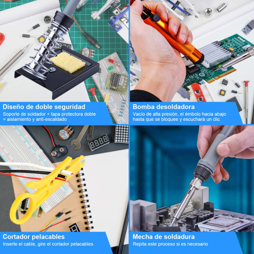 Kit 27 herramientas electrónica cautín tester destornillador
