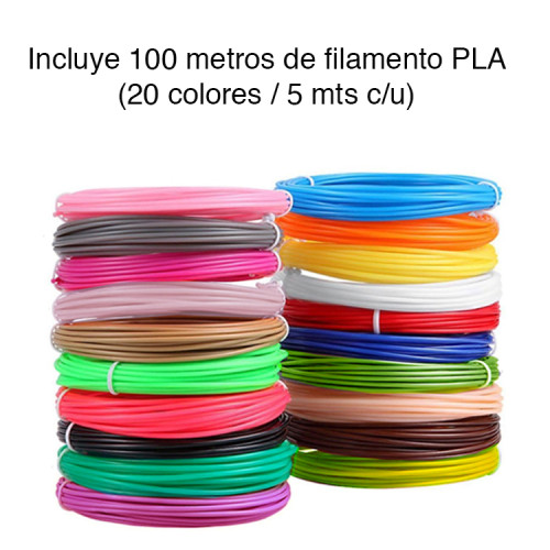 Lápiz bolígrafo 3D 0.7mm y 100 mts PLA 20 colores