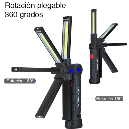 Linterna de trabajo led plegable recargable imán