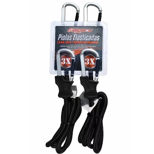 Piola cuerda Elasticada Mosquetón gancho Pack 2