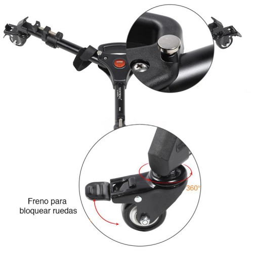 Dolly para trípode base con ruedas Universal Plegable