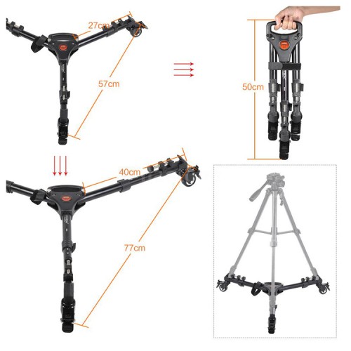 Dolly para trípode base con ruedas Universal Plegable