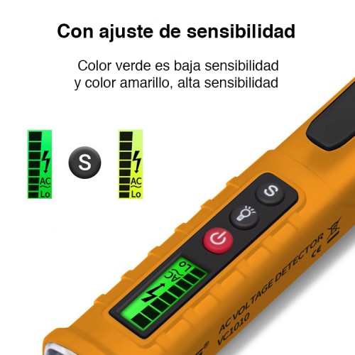 Detector voltaje corriente eléctrica sin contacto 12V a 1000V Detector voltaje corriente eléctrica sin contacto 12V a 1000V