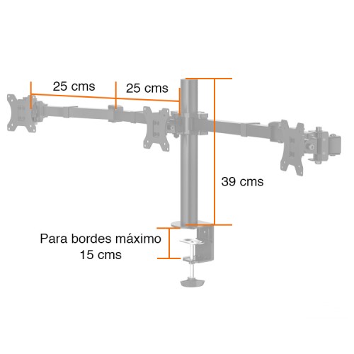 Soporte monitor triple alineacion horizontal Soporte monitor triple alineacion horizontal