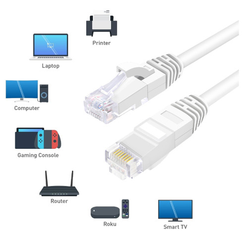 Cable de red 5 metros cat 6 Rj45 Lan Blanco Cable de red 5 metros cat 6 Rj45 Lan Blanco