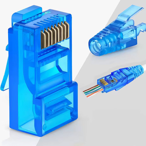 Conector RJ45 Pass Through cat 6 + capuchón pack 10u
