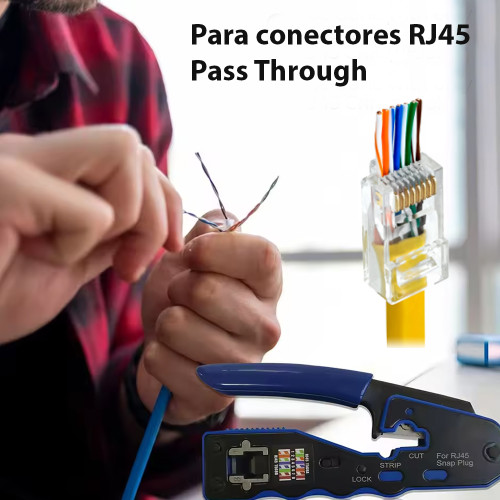 Crimpeadora pass through RJ45 con cortadora