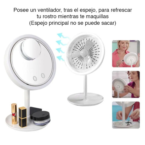 Espejo Cosmético con luz led y ventilador Espejo Cosmético con luz led y ventilador