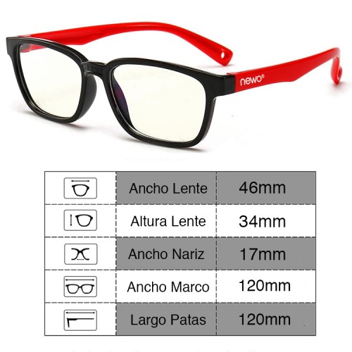 Lentes filtro Luz azul Pantallas Negro con Rojo Lentes filtro Luz azul Pantallas Negro con Rojo