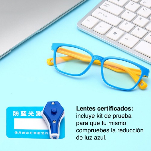 Lentes filtro Luz azul Pantallas Niños Celeste