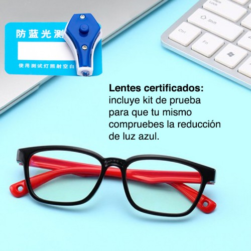 Lentes filtro Luz azul Pantallas Negro con Rojo Lentes filtro Luz azul Pantallas Negro con Rojo