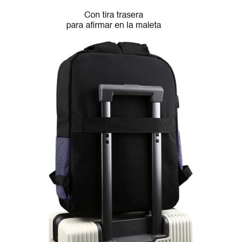 Mochila notebook 15" Puerto USB Negra con gris