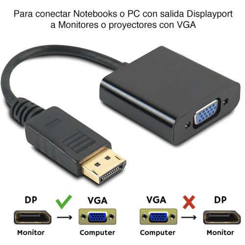 Adaptador DisplayPort macho a VGA hembra Adaptador DisplayPort macho a VGA hembra