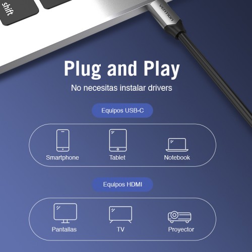 Cable USB C a HDMI Vention Mac Notebook 